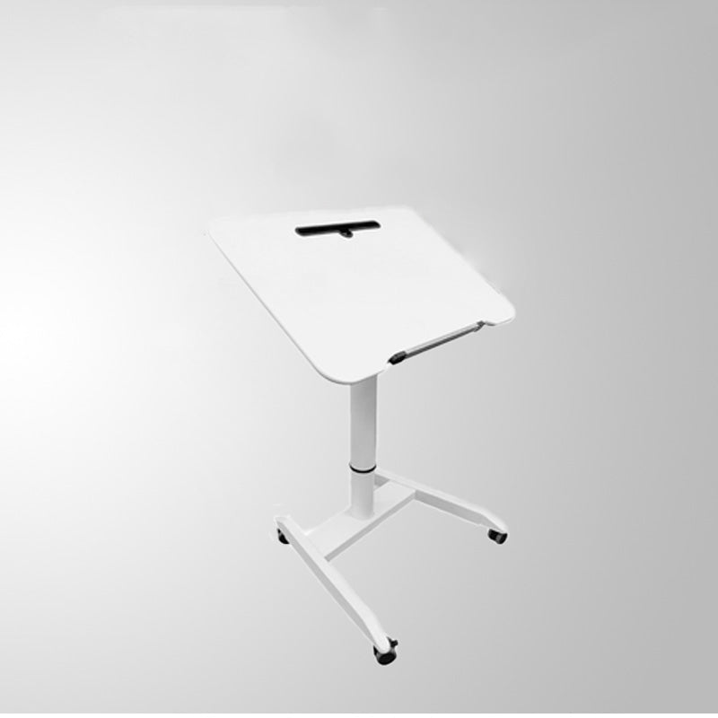 Contemporary Writing Desk Home or Office with Caster Wheels Desk with Metal Legs Textured White Clearhalo 'furn' 'furn_office_desk' 'Furniture' 'Office Desks' 'Office Furniture' 'office_desk' 6088506