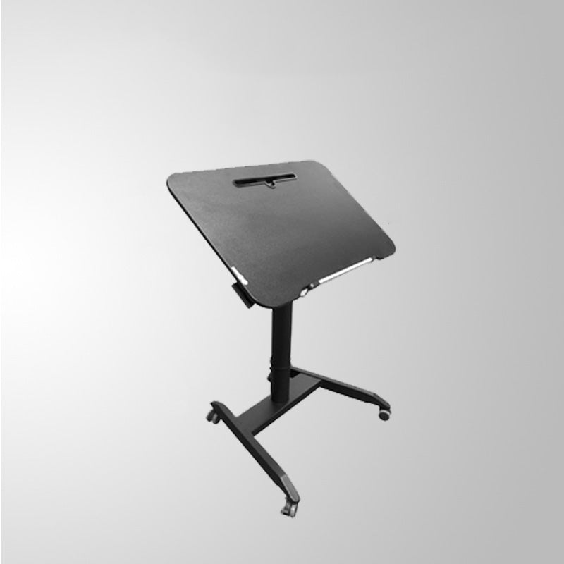 Contemporary Writing Desk Home or Office with Caster Wheels Desk with Metal Legs Textured Black Clearhalo 'furn' 'furn_office_desk' 'Furniture' 'Office Desks' 'Office Furniture' 'office_desk' 6088508