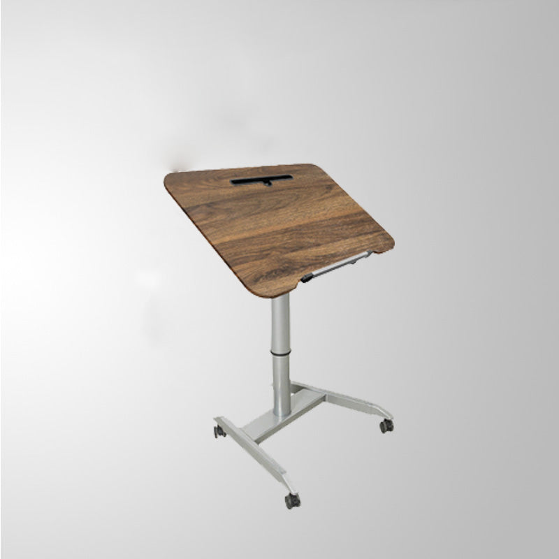 Contemporary Writing Desk Home or Office with Caster Wheels Desk with Metal Legs Walnut-Grey Clearhalo 'furn' 'furn_office_desk' 'Furniture' 'Office Desks' 'Office Furniture' 'office_desk' 6088510