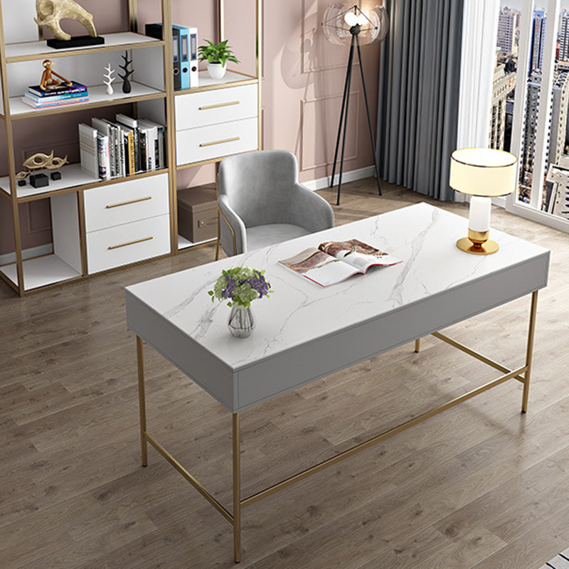 Marble Rectangular Office Desk Glam Solid Wood Writing Desk for Home Clearhalo 'furn' 'furn_office_desk' 'Furniture' 'Office Desks' 'Office Furniture' 'office_desk' 6088526