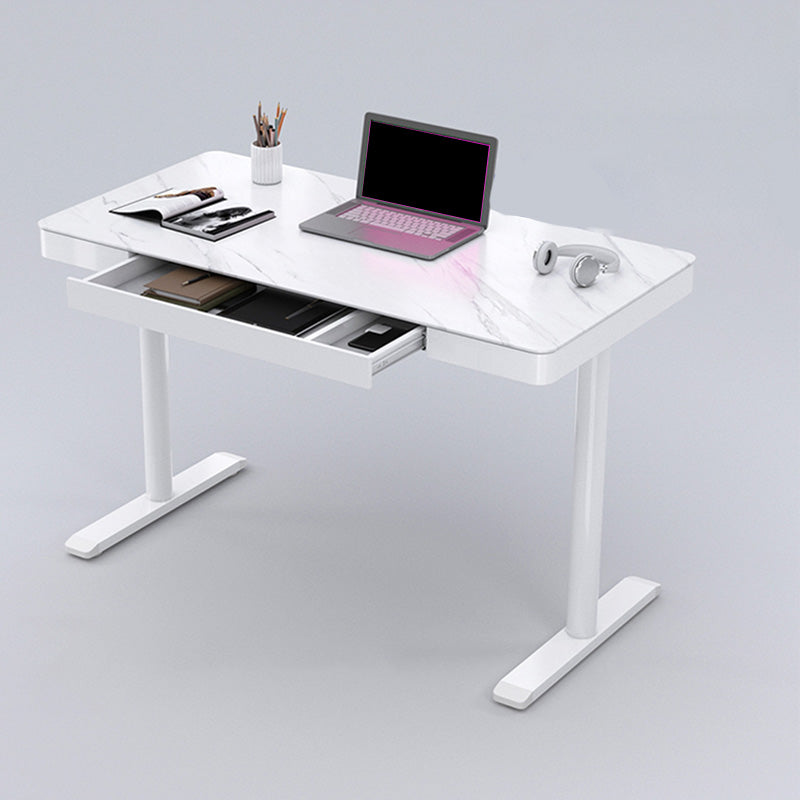Contemporary Marble T-Shape Office Desk with Metal Legs Writing Desk Clearhalo 'furn' 'furn_office_desk' 'Furniture' 'Office Desks' 'Office Furniture' 'office_desk' 6088534