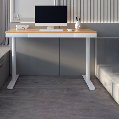 Contemporary Marble T-Shape Office Desk with Metal Legs Writing Desk 39"L x 20"W x 30"H Natural Clearhalo 'furn' 'furn_office_desk' 'Furniture' 'Office Desks' 'Office Furniture' 'office_desk' 6088535