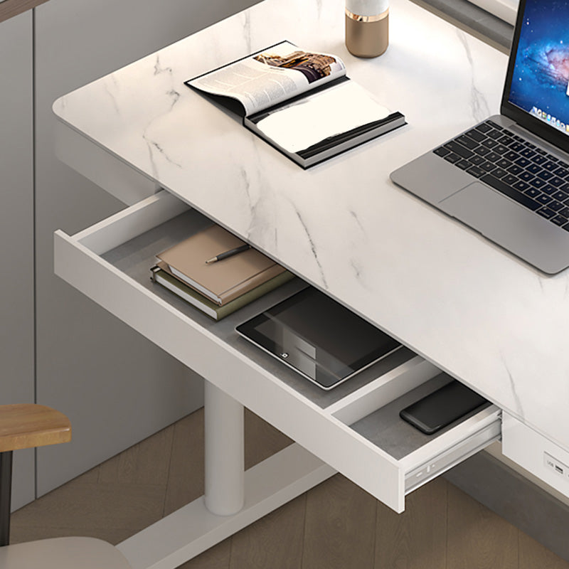 Contemporary Marble T-Shape Office Desk with Metal Legs Writing Desk Clearhalo 'furn' 'furn_office_desk' 'Furniture' 'Office Desks' 'Office Furniture' 'office_desk' 6088539