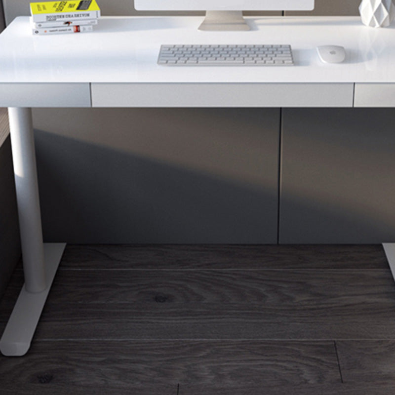 Contemporary Marble T-Shape Office Desk with Metal Legs Writing Desk Clearhalo 'furn' 'furn_office_desk' 'Furniture' 'Office Desks' 'Office Furniture' 'office_desk' 6088542