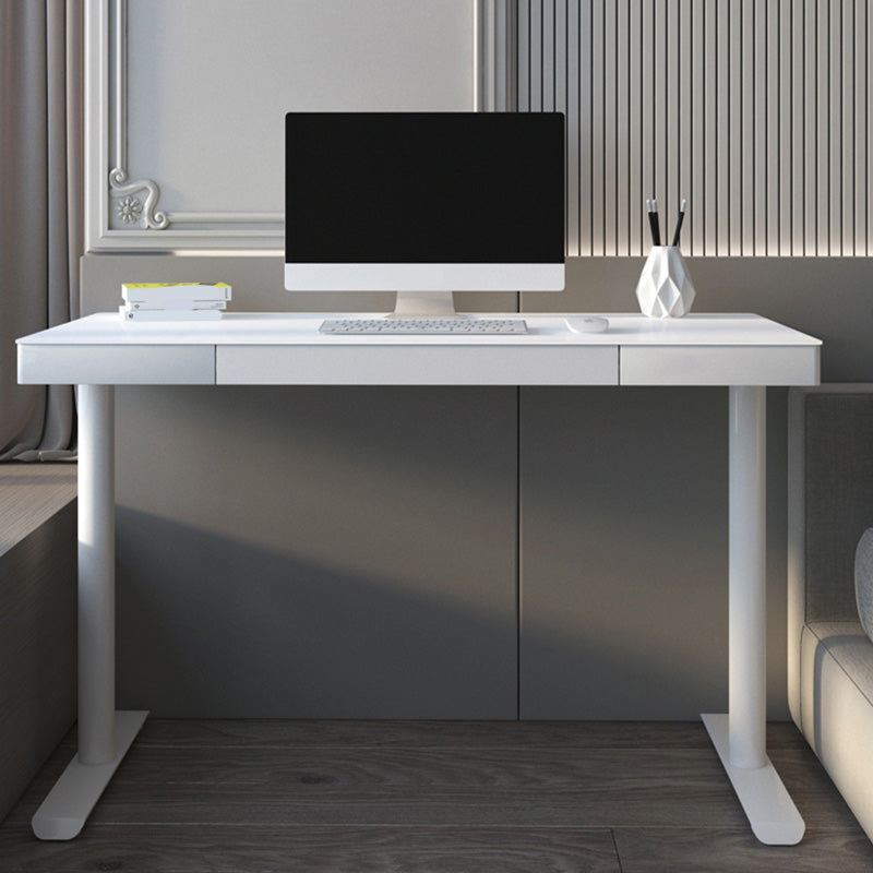 Contemporary Marble T-Shape Office Desk with Metal Legs Writing Desk Clearhalo 'furn' 'furn_office_desk' 'Furniture' 'Office Desks' 'Office Furniture' 'office_desk' 6088545