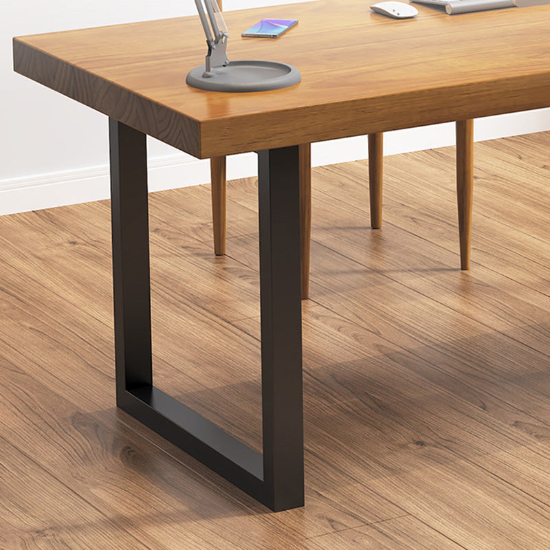 Contemporary Wooden Gaming Desk in Brown30"H Desk with Iron Legs Clearhalo 'furn' 'furn_office_desk' 'Furniture' 'Office Desks' 'Office Furniture' 'office_desk' 6088567