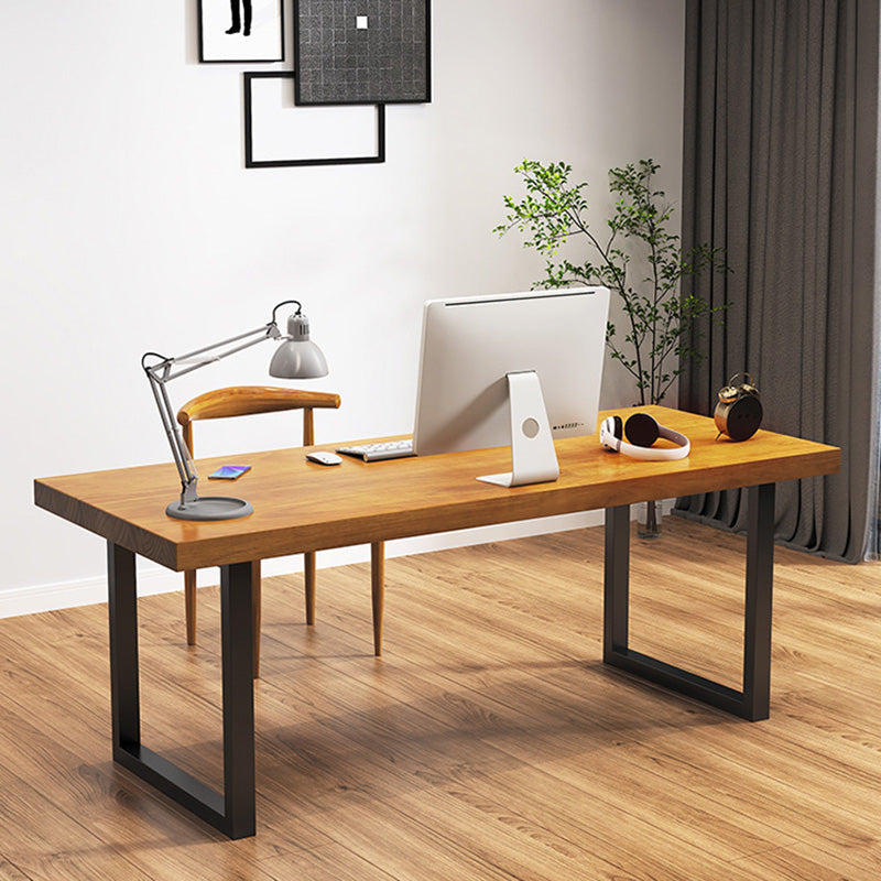 Contemporary Wooden Gaming Desk in Brown30"H Desk with Iron Legs Clearhalo 'furn' 'furn_office_desk' 'Furniture' 'Office Desks' 'Office Furniture' 'office_desk' 6088569