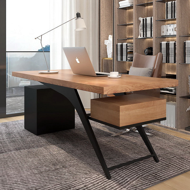 Contemporary Office Desk Rectangular Solid Wood Executive Desks Clearhalo 'furn' 'furn_office_desk' 'Furniture' 'Office Desks' 'Office Furniture' 'office_desk' 6088668