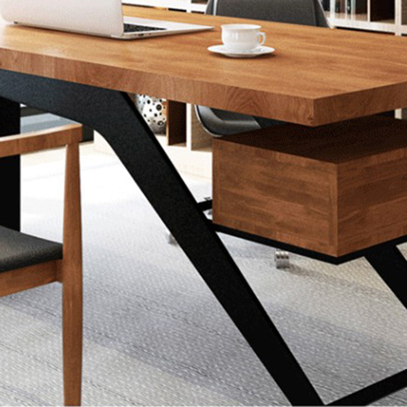 Contemporary Office Desk Rectangular Solid Wood Executive Desks Clearhalo 'furn' 'furn_office_desk' 'Furniture' 'Office Desks' 'Office Furniture' 'office_desk' 6088671