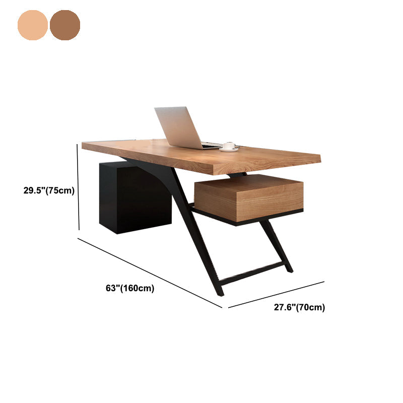 Contemporary Office Desk Rectangular Solid Wood Executive Desks Clearhalo 'furn' 'furn_office_desk' 'Furniture' 'Office Desks' 'Office Furniture' 'office_desk' 6088675