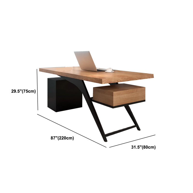 Contemporary Office Desk Rectangular Solid Wood Executive Desks Clearhalo 'furn' 'furn_office_desk' 'Furniture' 'Office Desks' 'Office Furniture' 'office_desk' 6088678
