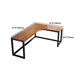 L-Shape Executive Desk Brown and Black Writing Desk Pine and Metal