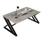White and Grey Computer Desk Rectangular Writing Desk Stone and Metal 47.2"L x 23.6"W x 29.5"H Gray Clearhalo 'furn' 'furn_office_desk' 'Furniture' 'Office Desks' 'Office Furniture' 'office_desk' 6088815