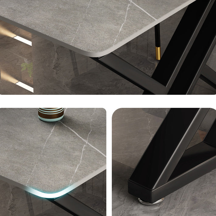 White and Grey Computer Desk Rectangular Writing Desk Stone and Metal Clearhalo 'furn' 'furn_office_desk' 'Furniture' 'Office Desks' 'Office Furniture' 'office_desk' 6088817