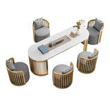 29 "H Glam Office Desk Oval White Writing Desk met metalen benen