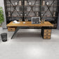 Industrial Brown Computer Desk Home or Office Pedestal Office Desk