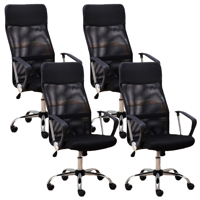 16" Wide Contemporary Arm Chair Breathable AirGrid Upholstered Desk Chair 4 Piece Set Fixed Arms Clearhalo 'furn' 'furn_office_chair' 'Furniture' 'Office Chairs' 'Office Furniture' 'office_chair' 6089014