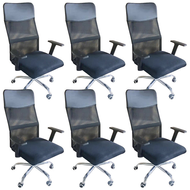 16" Wide Contemporary Arm Chair Breathable AirGrid Upholstered Desk Chair 6 Piece Set Height-Adjustable Arms Clearhalo 'furn' 'furn_office_chair' 'Furniture' 'Office Chairs' 'Office Furniture' 'office_chair' 6089026