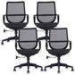 Silla moderna con brazo y ruedas, silla de escritorio con respaldo medio en color negro de microfibra