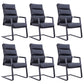 Silla de escritorio moderna sin ruedas, silla con respaldo alto negra de piel sintética