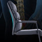 Silla de escritorio moderna sin ruedas, silla con respaldo alto negra de piel sintética