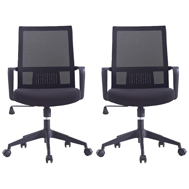 Chaise de bureau à roulettes modernes, fauteuil à dossier moyen en microfibre noir