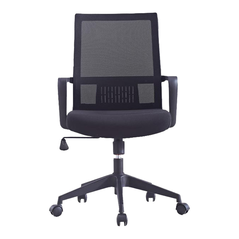 Chaise de bureau à roulettes modernes, fauteuil à dossier moyen en microfibre noir