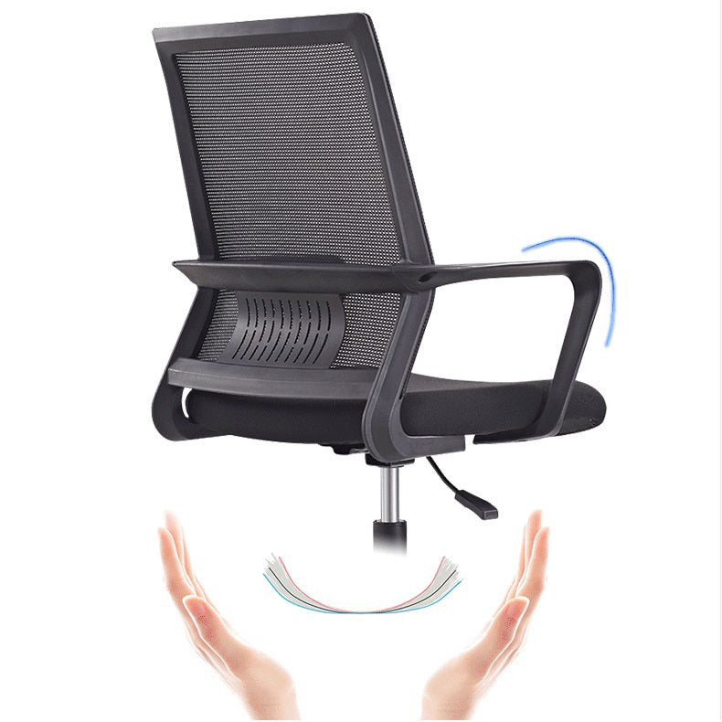 Chaise de bureau à roulettes modernes, fauteuil à dossier moyen en microfibre noir