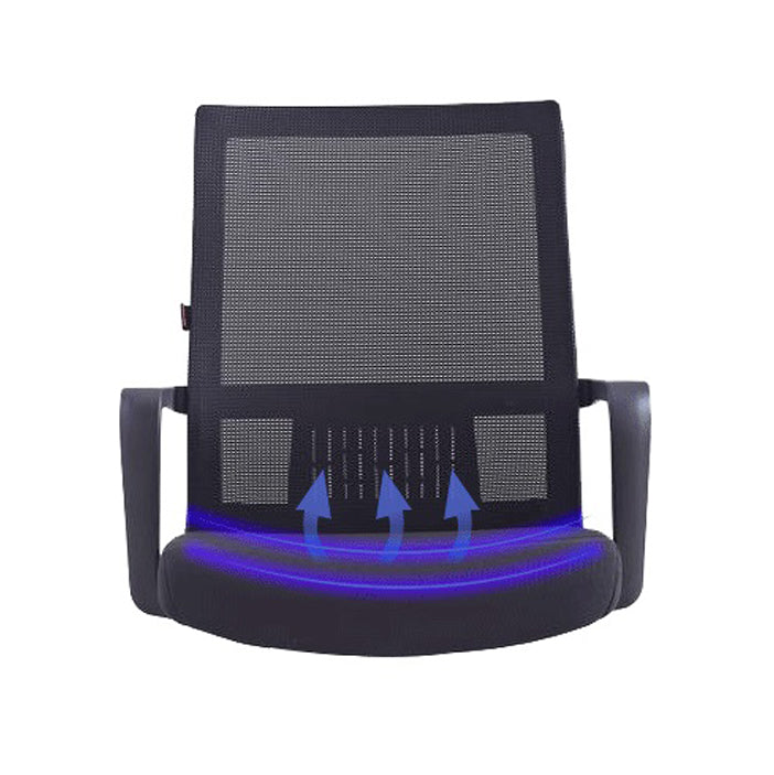 Chaise de bureau à roulettes modernes, fauteuil à dossier moyen en microfibre noir