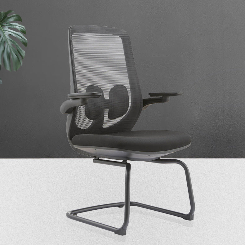 Modern No Wheels Desk Chair Microfiber Black High Back Chair Clearhalo 'furn' 'furn_office_chair' 'Furniture' 'Office Chairs' 'Office Furniture' 'office_chair' 6089247