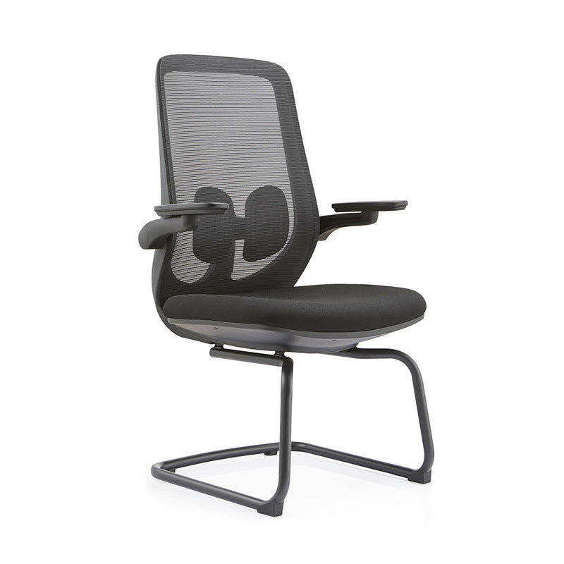 Modern No Wheels Desk Chair Microfiber Black High Back Chair Clearhalo 'furn' 'furn_office_chair' 'Furniture' 'Office Chairs' 'Office Furniture' 'office_chair' 6089249