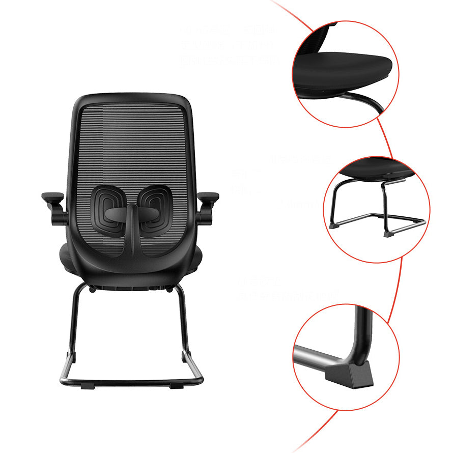 Modern No Wheels Desk Chair Microfiber Black High Back Chair Clearhalo 'furn' 'furn_office_chair' 'Furniture' 'Office Chairs' 'Office Furniture' 'office_chair' 6089254