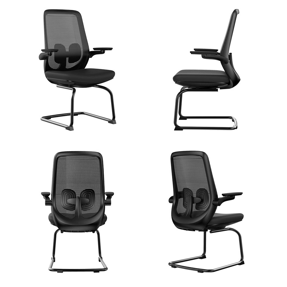 Modern No Wheels Desk Chair Microfiber Black High Back Chair Clearhalo 'furn' 'furn_office_chair' 'Furniture' 'Office Chairs' 'Office Furniture' 'office_chair' 6089257
