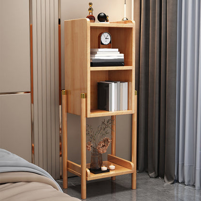 Modern Solid Wood Bookshelf Bookcase Closed Back for Living Room 9.5"W X 39.5"