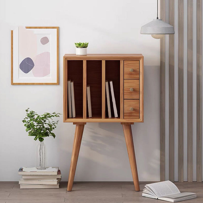 11" Wide Contemporary Shelf Closed Back Solid Wood Pine Bookcase Cherry Drawers Clearhalo 'Bookcases' 'furn' 'furn_bookcases' 'Furniture' 'Office Furniture' 6089317
