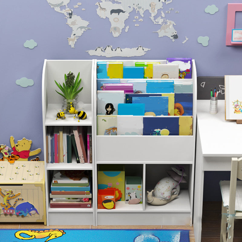 Modem Wooden Bookshelf Pure White Geometric Shelf Bookshelf for Home Office