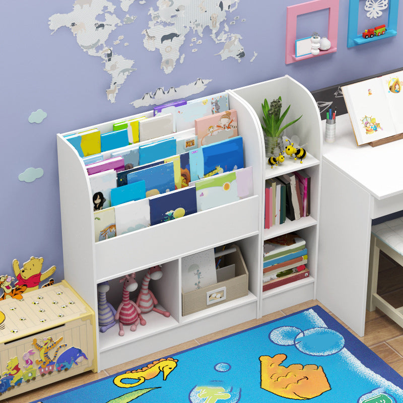 Modem Wooden Bookshelf Pure White Geometric Shelf Bookshelf for Home Office