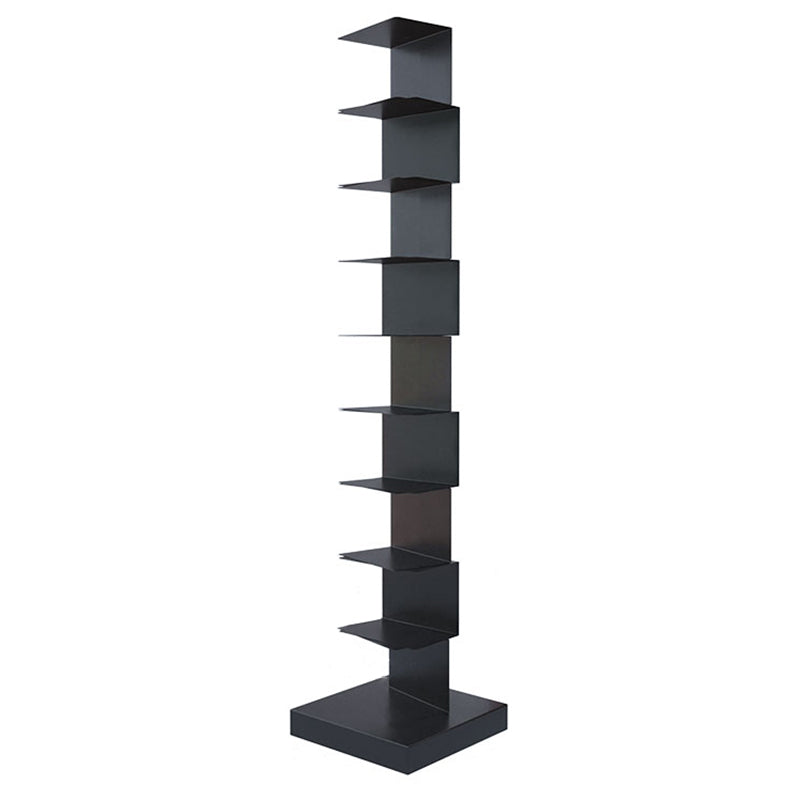 Modem Metal Bookshelf Geometric Shelf Bookshelf for Home Office 13.8" W 13.8"L x 13.8"W x 63.4"H Black Clearhalo 'Bookcases' 'furn' 'furn_bookcases' 'Furniture' 'Office Furniture' 6089380