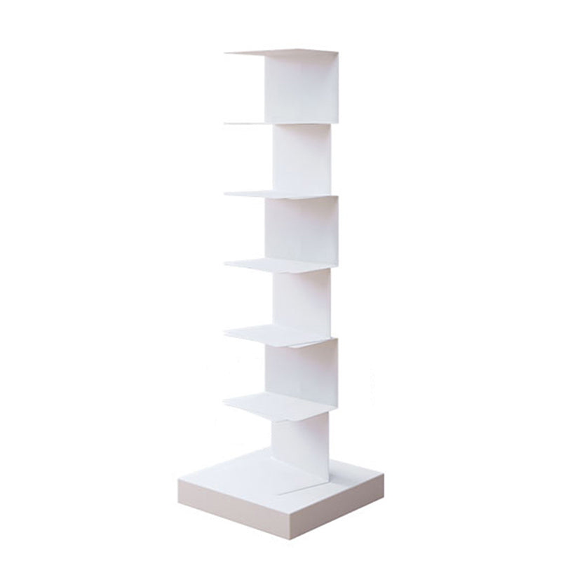 Modem Metal Bookshelf Geometric Shelf Bookshelf for Home Office 13.8" W 13.8"L x 13.8"W x 42.9"H White Clearhalo 'Bookcases' 'furn' 'furn_bookcases' 'Furniture' 'Office Furniture' 6089386