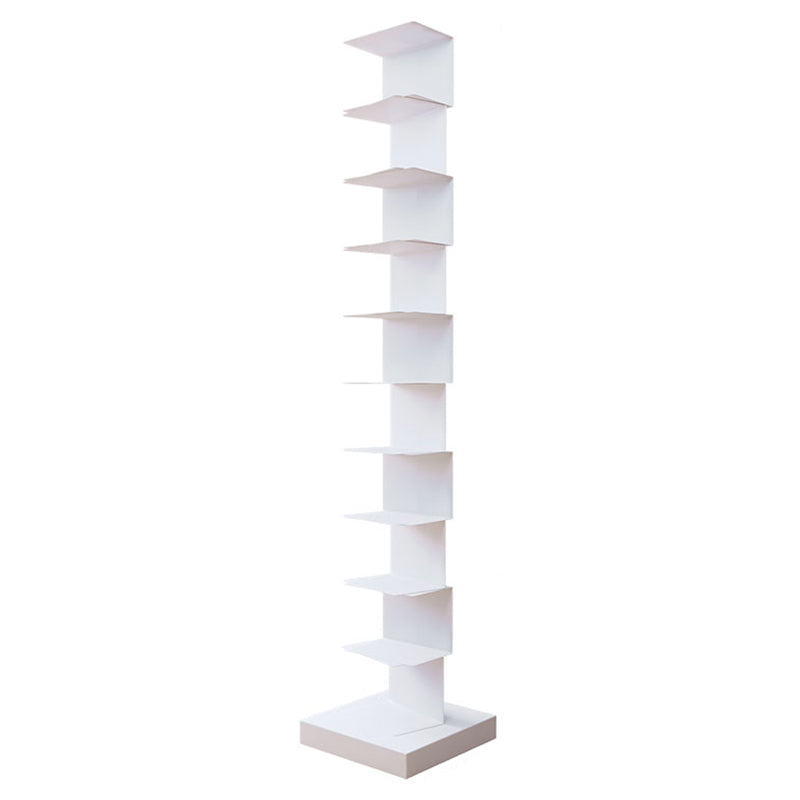 Modem Metal Bookshelf Geometric Shelf Bookshelf for Home Office 13.8" W 13.8"L x 13.8"W x 70.1"H White Clearhalo 'Bookcases' 'furn' 'furn_bookcases' 'Furniture' 'Office Furniture' 6089393