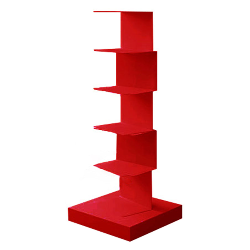 Modem Metal Bookshelf Geometric Shelf Bookshelf for Home Office 13.8" W 13.8"L x 13.8"W x 36.2"H Red Clearhalo 'Bookcases' 'furn' 'furn_bookcases' 'Furniture' 'Office Furniture' 6089395