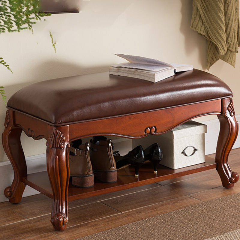 Rectangle 15.7" Wide Entryway Bench Traditional Upholstered Seating Bench with Cushioned 39"L x 16"W x 18"H Brown Storage Included Clearhalo 'Benches' 'Chairs & Seating' 'furn' 'furn_benches' 'Furniture' 'Living Room Furniture' 6089499