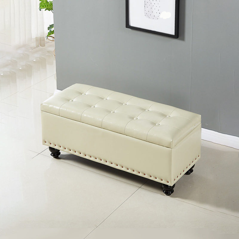 15.7" W Cushioned Seating Bench Mid-Century Modern Upholstered Bench Beige Clearhalo 'Benches' 'Chairs & Seating' 'furn' 'furn_benches' 'Furniture' 'Living Room Furniture' 6089516