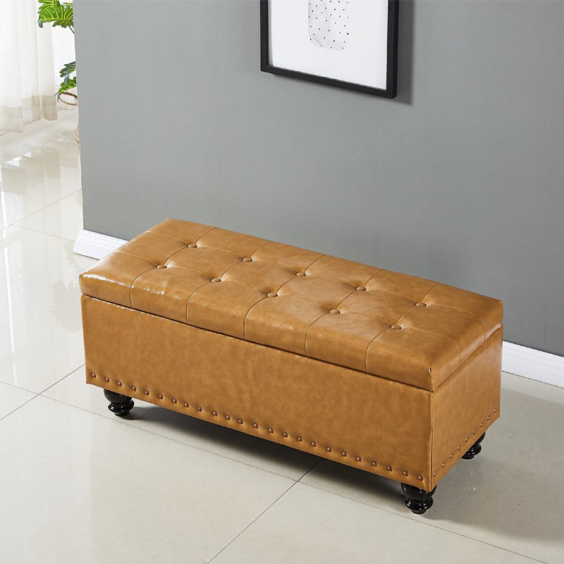 15.7" W Cushioned Seating Bench Mid-Century Modern Upholstered Bench Light Brown Clearhalo 'Benches' 'Chairs & Seating' 'furn' 'furn_benches' 'Furniture' 'Living Room Furniture' 6089522