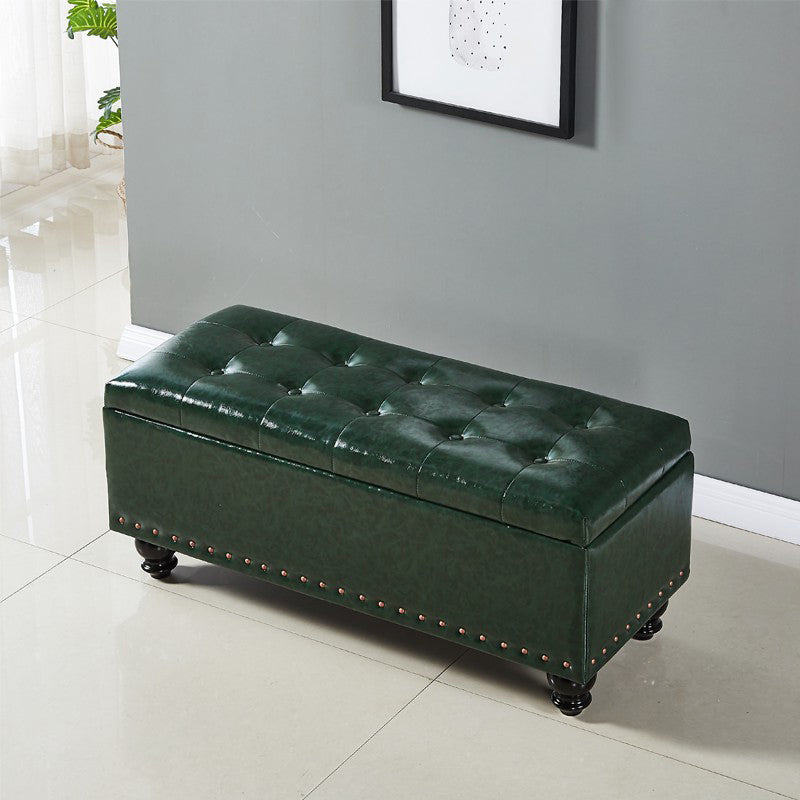 15.7" W Cushioned Seating Bench Mid-Century Modern Upholstered Bench Blackish Green Clearhalo 'Benches' 'Chairs & Seating' 'furn' 'furn_benches' 'Furniture' 'Living Room Furniture' 6089527