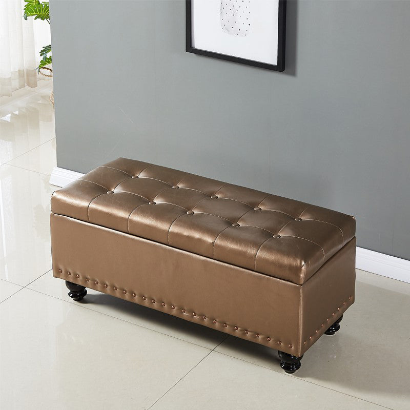 15.7" W Cushioned Seating Bench Mid-Century Modern Upholstered Bench Gold Clearhalo 'Benches' 'Chairs & Seating' 'furn' 'furn_benches' 'Furniture' 'Living Room Furniture' 6089529