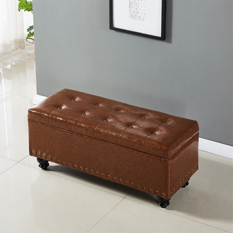 15.7" W Cushioned Seating Bench Mid-Century Modern Upholstered Bench Dark Brown Clearhalo 'Benches' 'Chairs & Seating' 'furn' 'furn_benches' 'Furniture' 'Living Room Furniture' 6089535