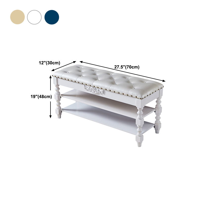 Rubberwood Cushioned Upholstered Seating Bench with Legs Entryway Bench with Storage Clearhalo 'Benches' 'Chairs & Seating' 'furn' 'furn_benches' 'Furniture' 'Living Room Furniture' 6089634