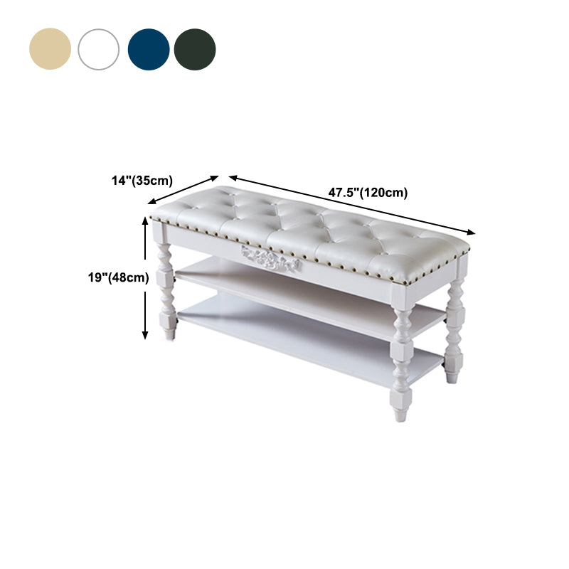 Rubberwood Cushioned Upholstered Seating Bench with Legs Entryway Bench with Storage Clearhalo 'Benches' 'Chairs & Seating' 'furn' 'furn_benches' 'Furniture' 'Living Room Furniture' 6089638