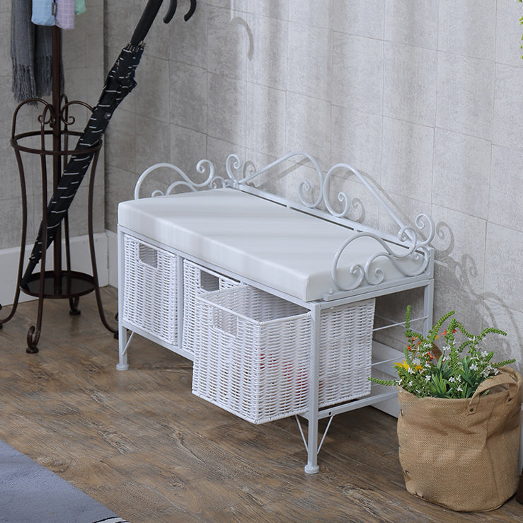 Rectangle 13.8" Wide Entryway Bench Traditional Upholstered Seating Bench with Cushioned 31.5"L x 14"W x 17"H White Clearhalo 'Benches' 'Chairs & Seating' 'furn' 'furn_benches' 'Furniture' 'Living Room Furniture' 6089640